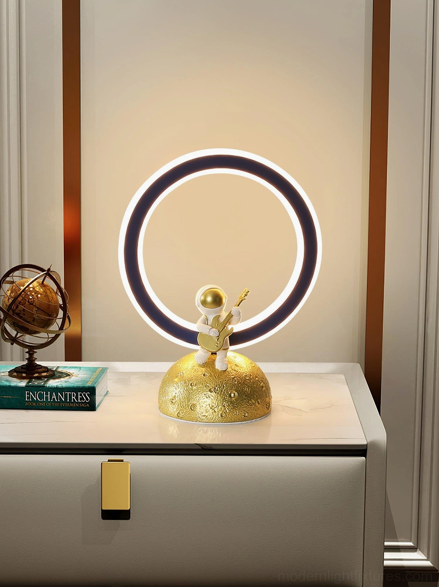 Astronaut lamp artistic angle shot modern sculptural lighting fixture