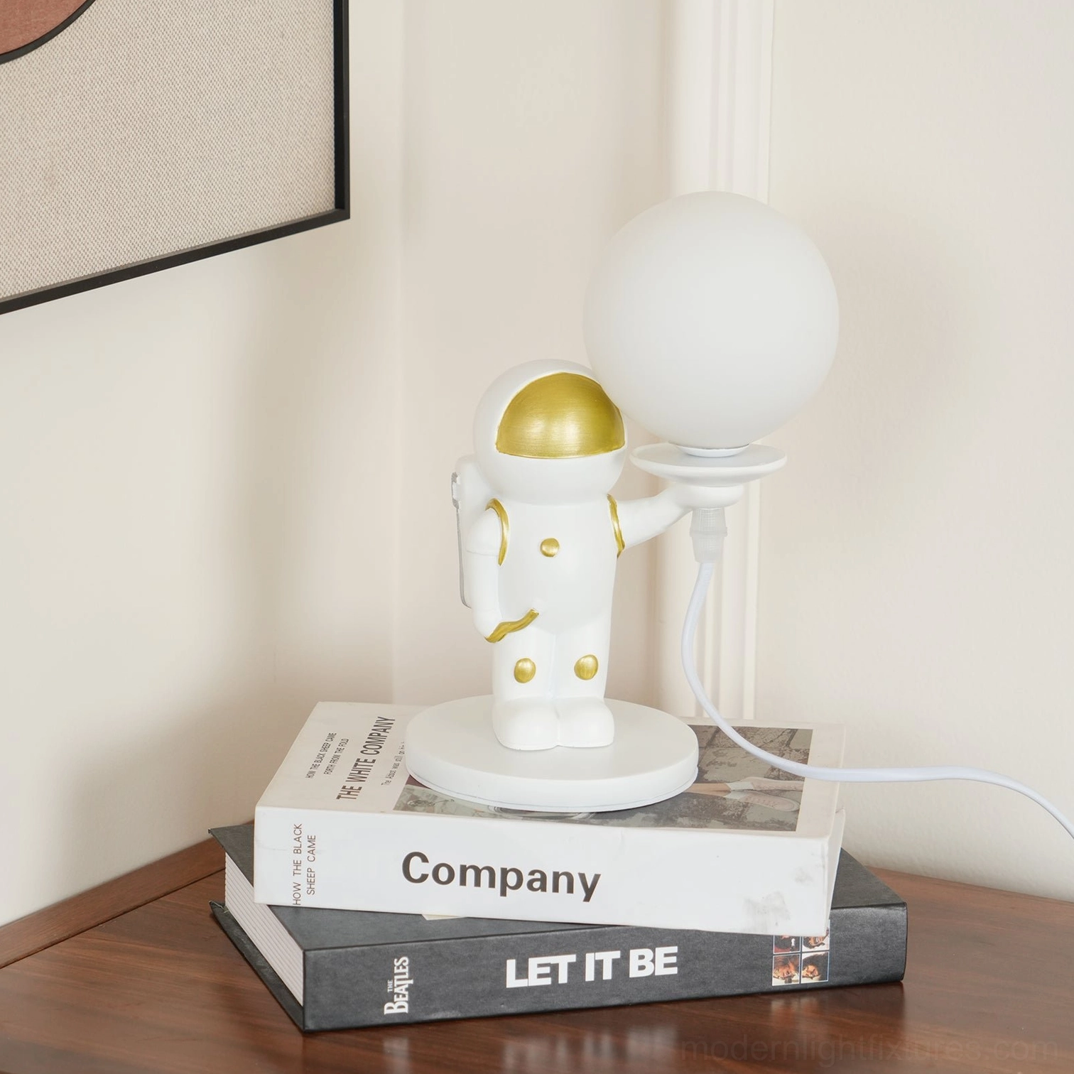 Astronaut table lamp industrial modern warehouse chic aesthetic