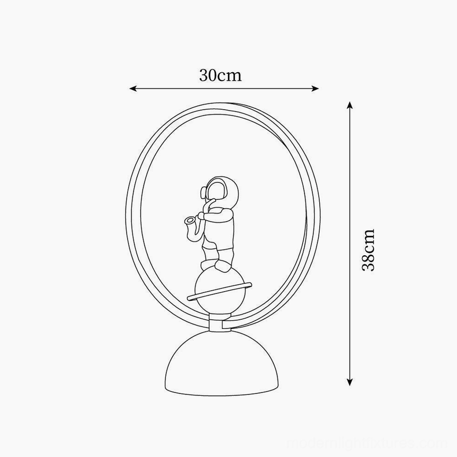 Astronaut table lamp style C technical drawing dimensions 30cm x 38cm