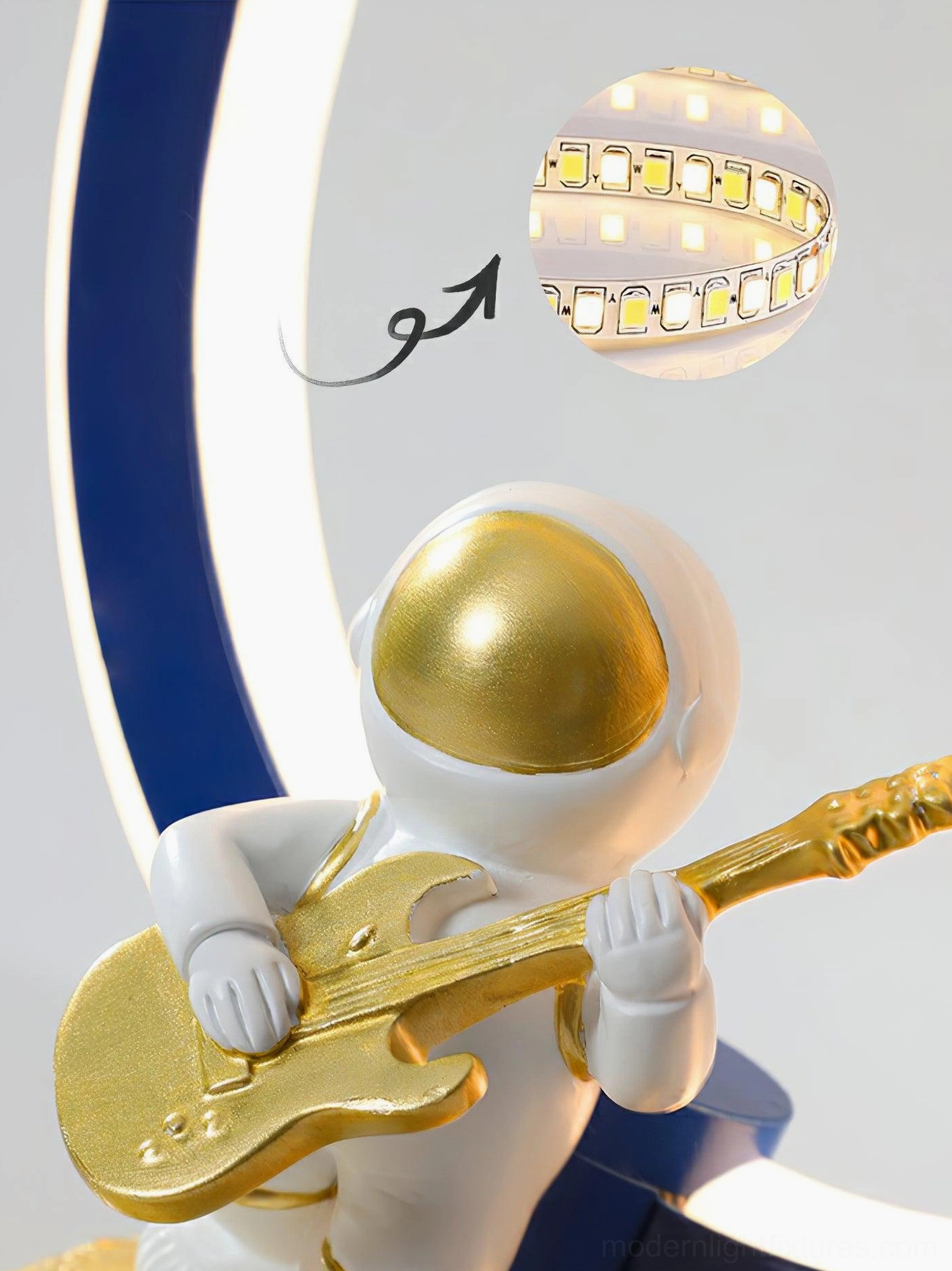 Astronaut table lamp three-quarter perspective modern decor styling