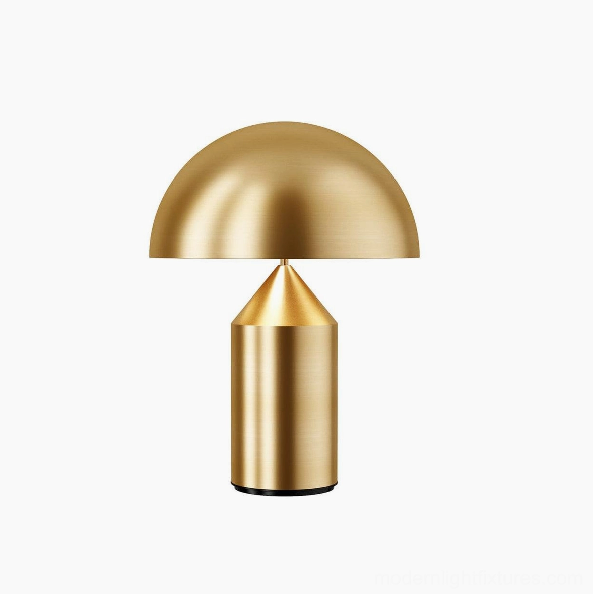Brushed brass Atollo table lamp, front studio white background