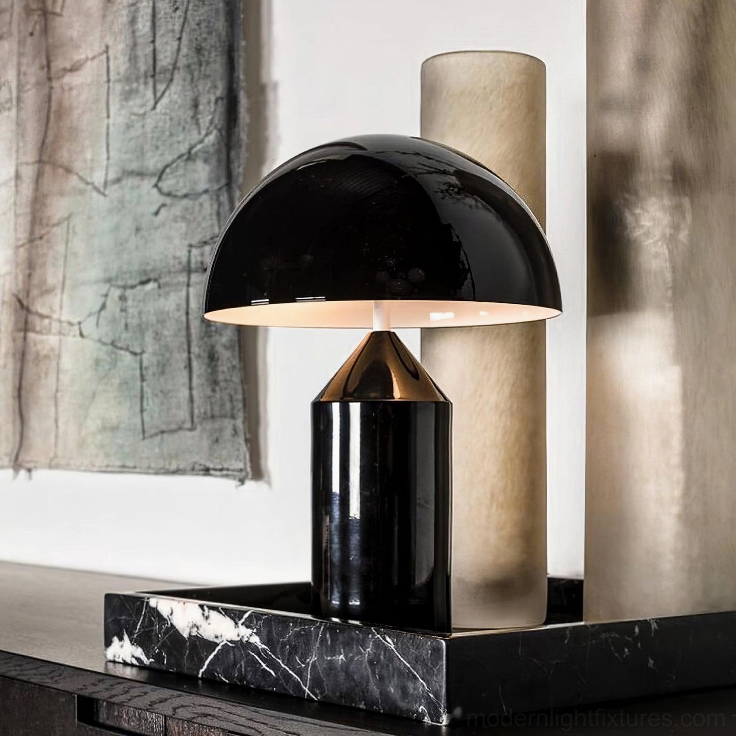 Atollo geometric table lamp sophisticated color finish options