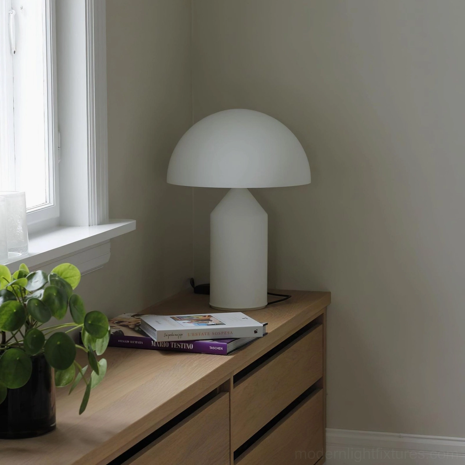 Atollo modern table lamp cone and hemisphere geometric composition