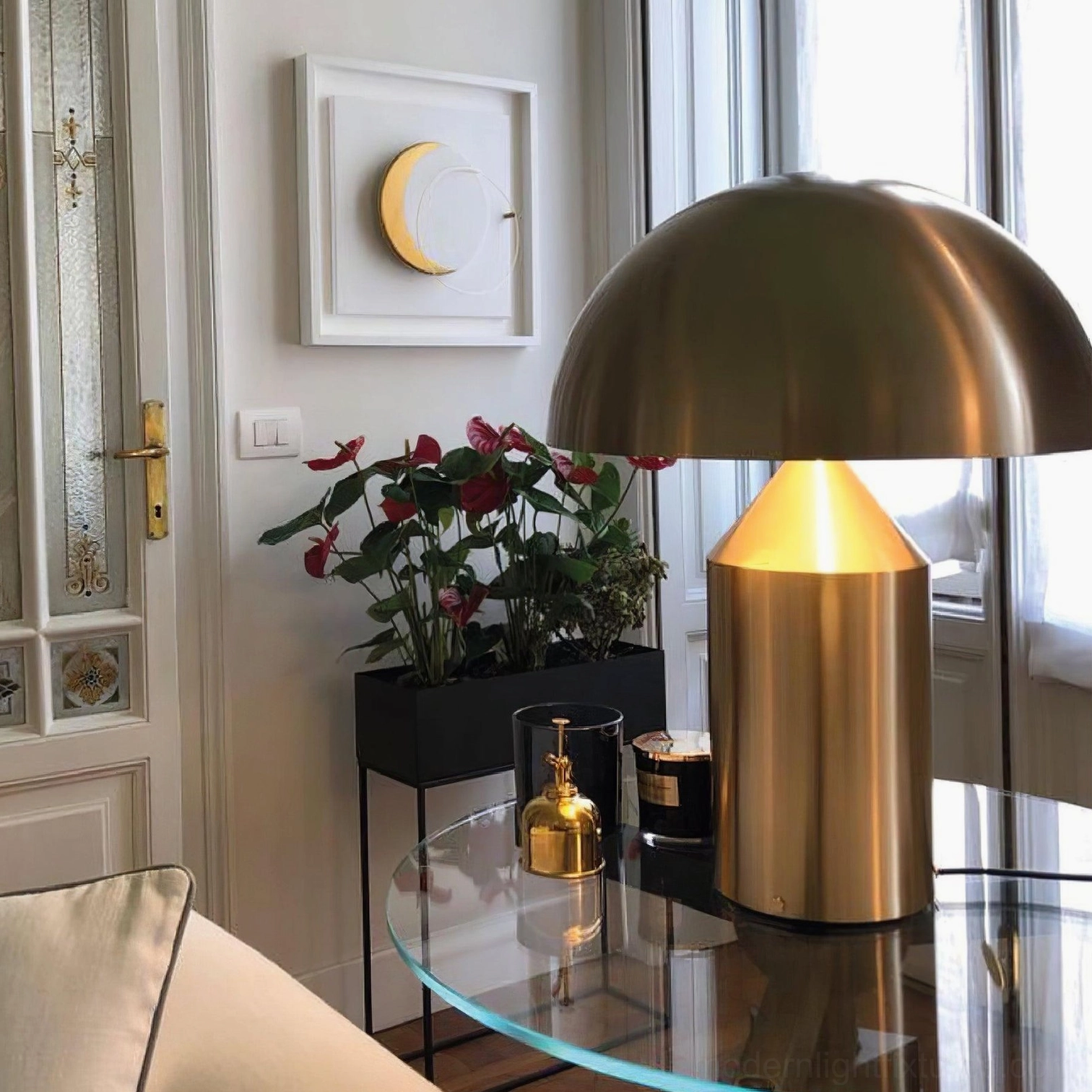 Atollo table lamp design inspiration Italian modernism, geometric forms
