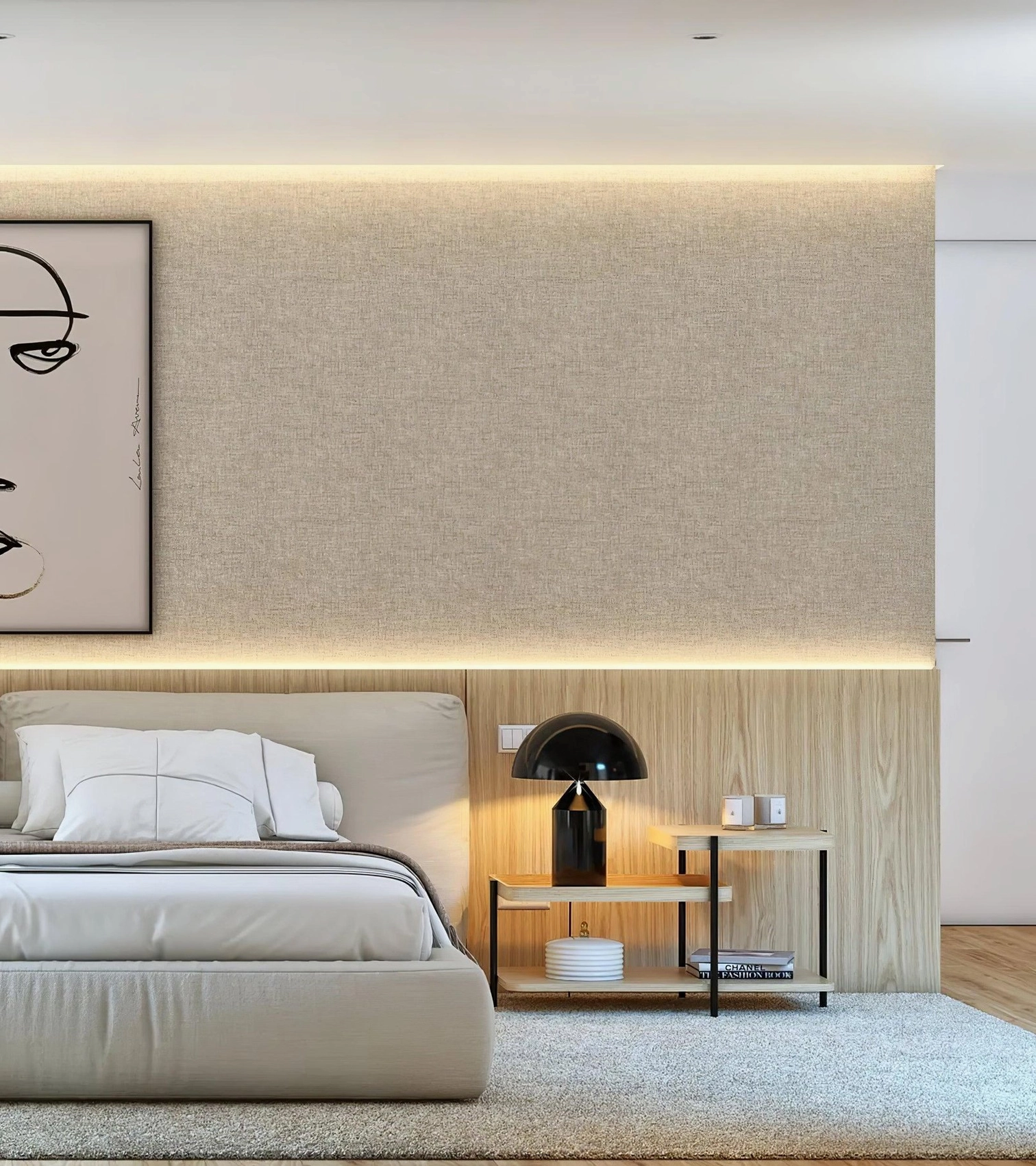 Atollo table lamp metal construction detail, premium craftsmanship