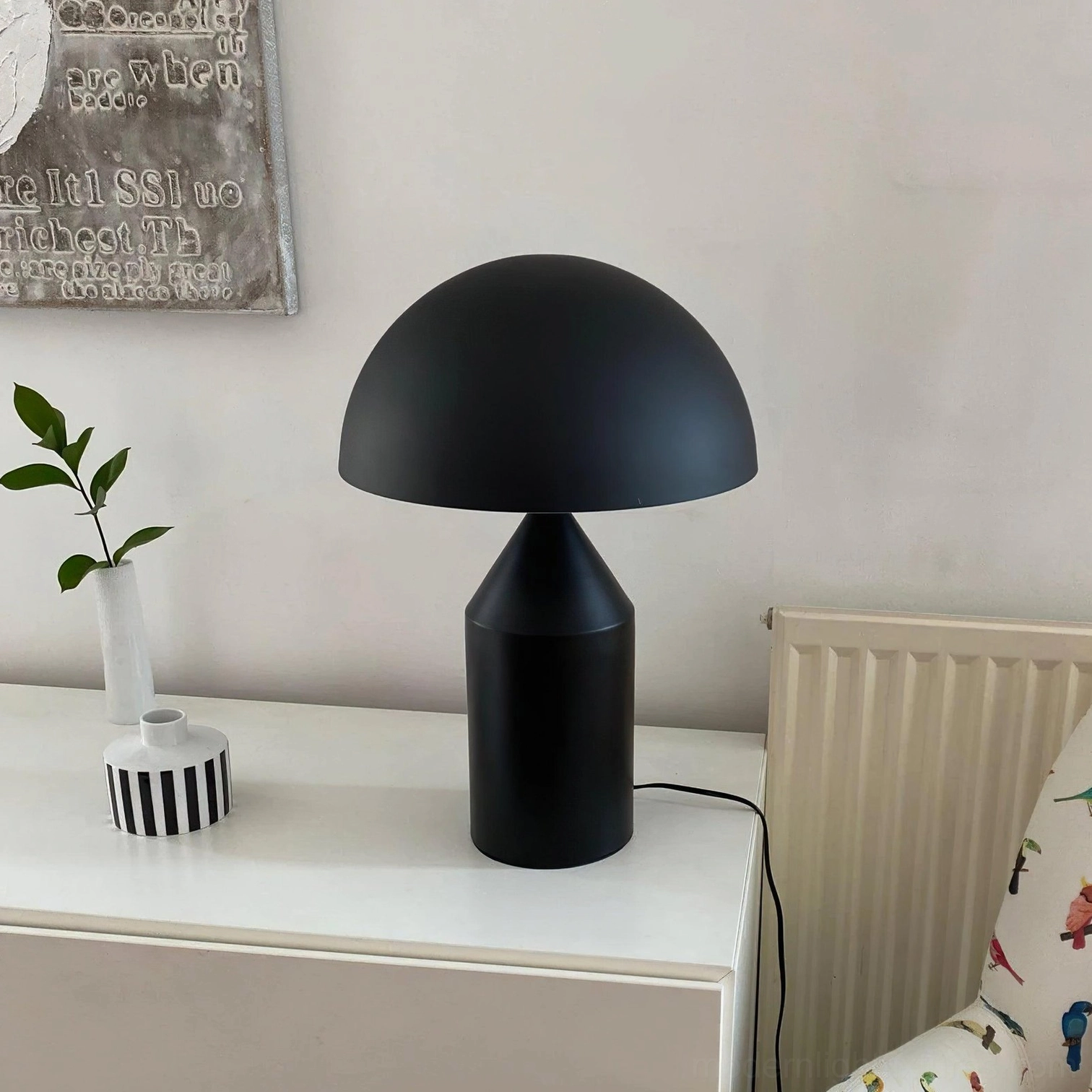 Matte black Atollo geometric table lamp modern minimalist lighting design