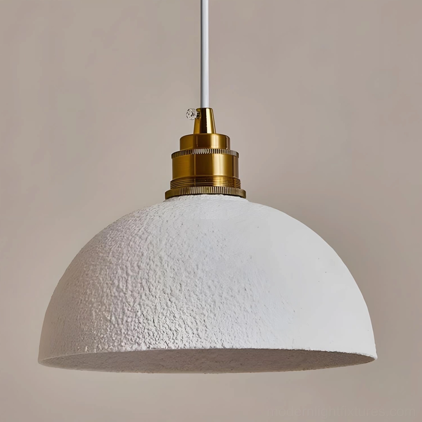 Aura Bell pendant light installation showing adjustable suspension wire and sloped ceiling compatibility for versatile mounting