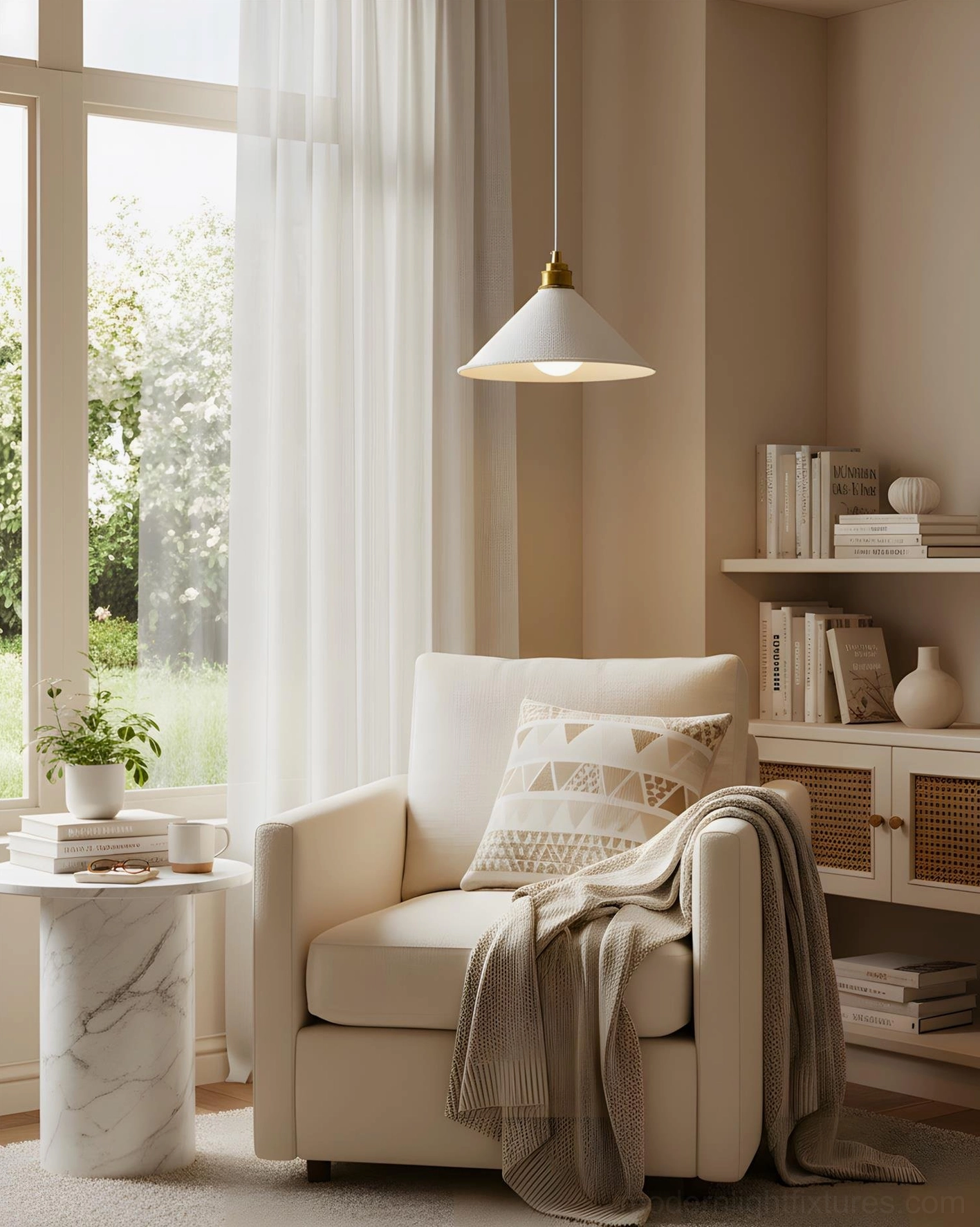 Aura Bell pendant fixture showing exposed E27 socket and adjustable wire suspension for flexible height installation