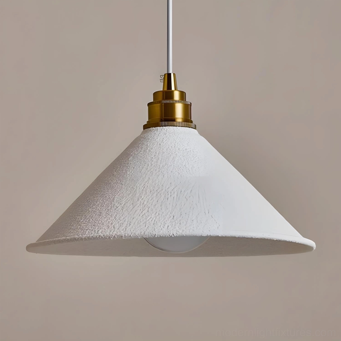 Aura Bell pendant light showing warm ambient glow from textured shade, practical task and accent lighting demonstration
