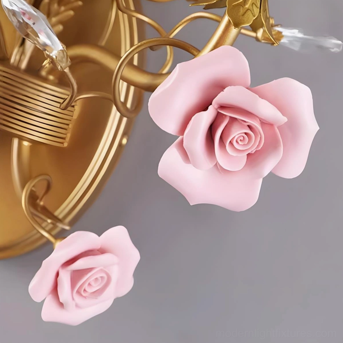 Aureflora botanical wall lamp three-quarter view highlighting sculptural branch composition and dual candle lights
