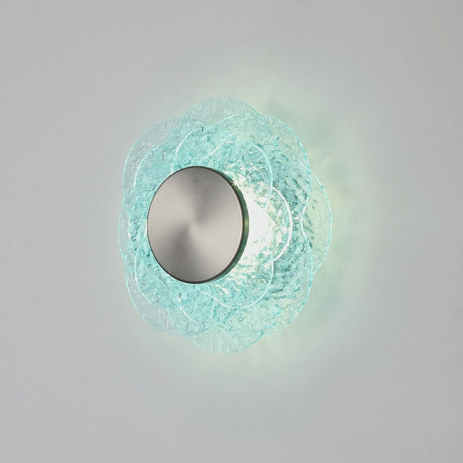 Aurelia wall sconce model A variant in nickel finish with organic glass petal design