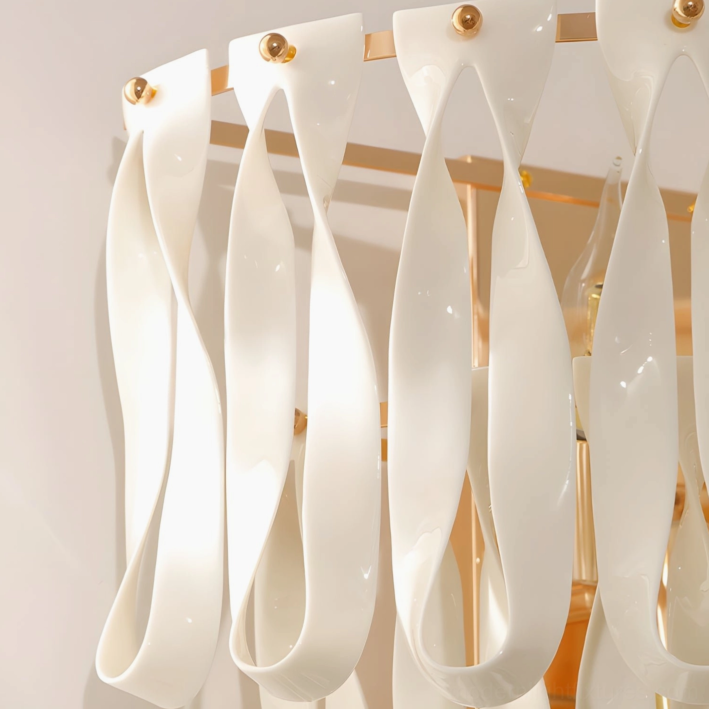 Symmetrical pair of Avelisse ribbon wall sconces flanking entryway mirror for balanced formal foyer presentation