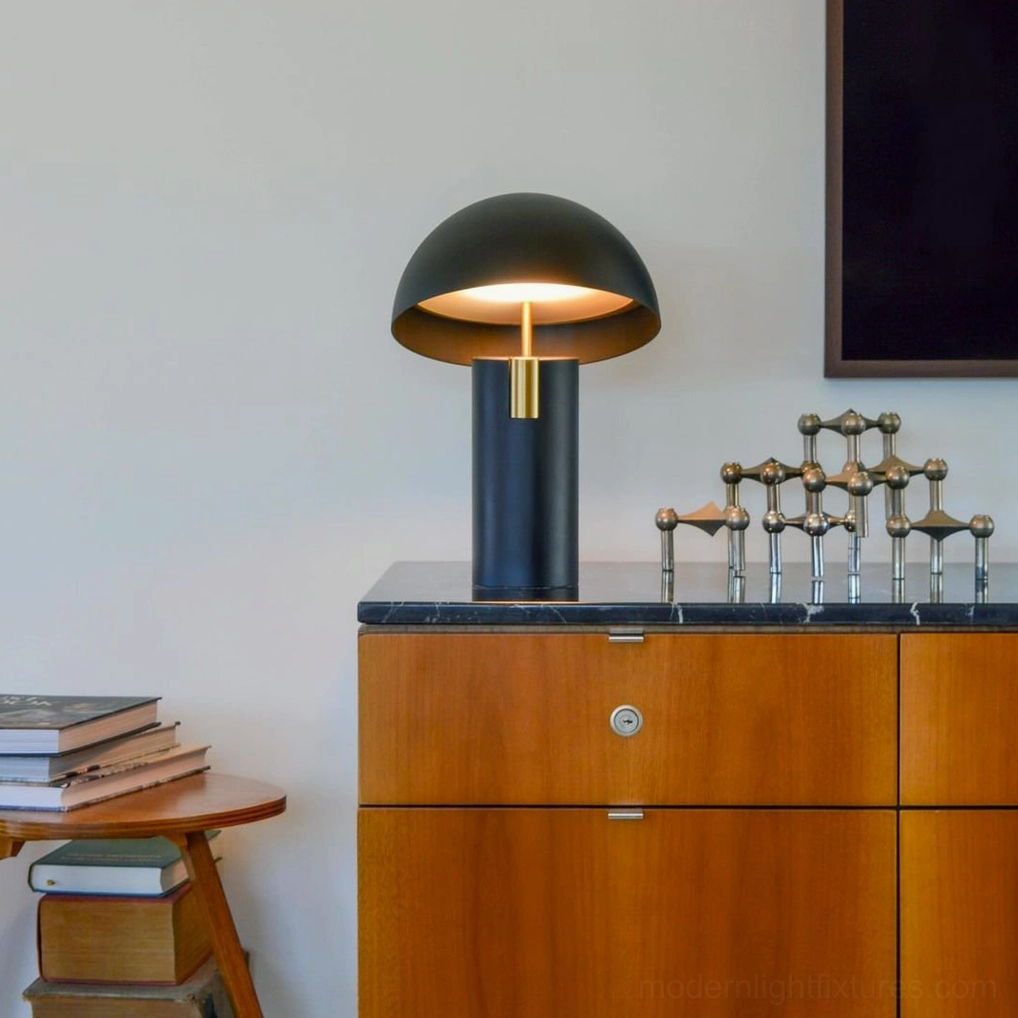 Avo table lamp design detail emphasizing mushroom dome silhouette and mid-century modern inspiration