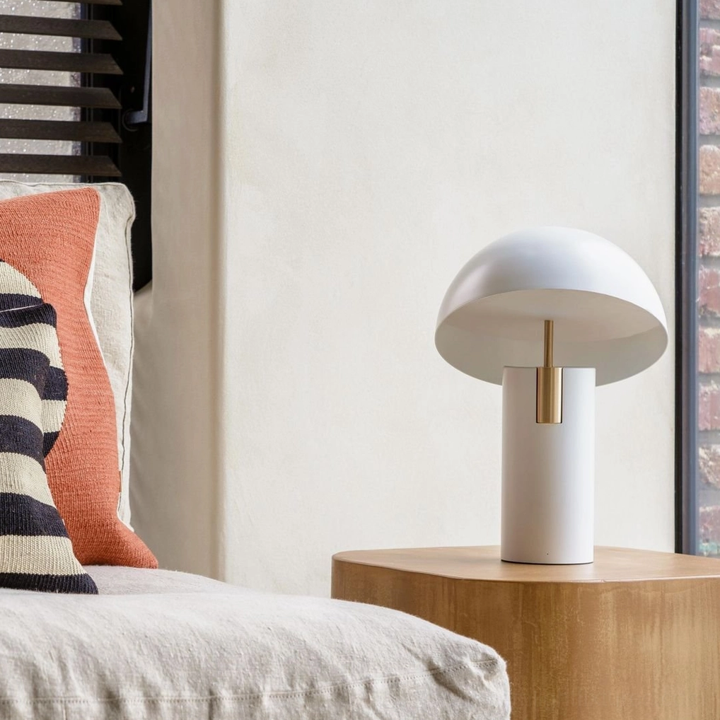 Contemporary Avo mushroom table lamp highlighting modern minimalist design and sculptural form
