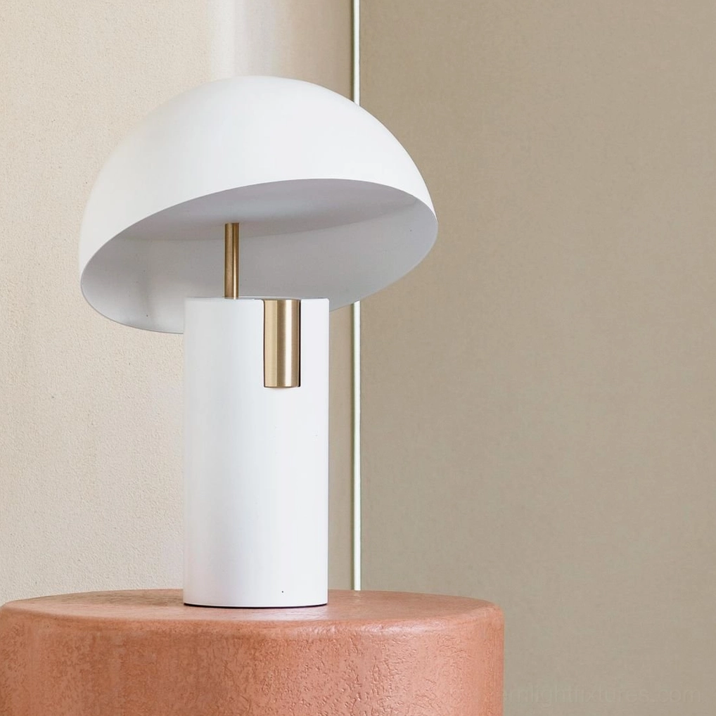 Avo LED table lamp showing matte finish quality and brass accent detail in studio lighting environment
