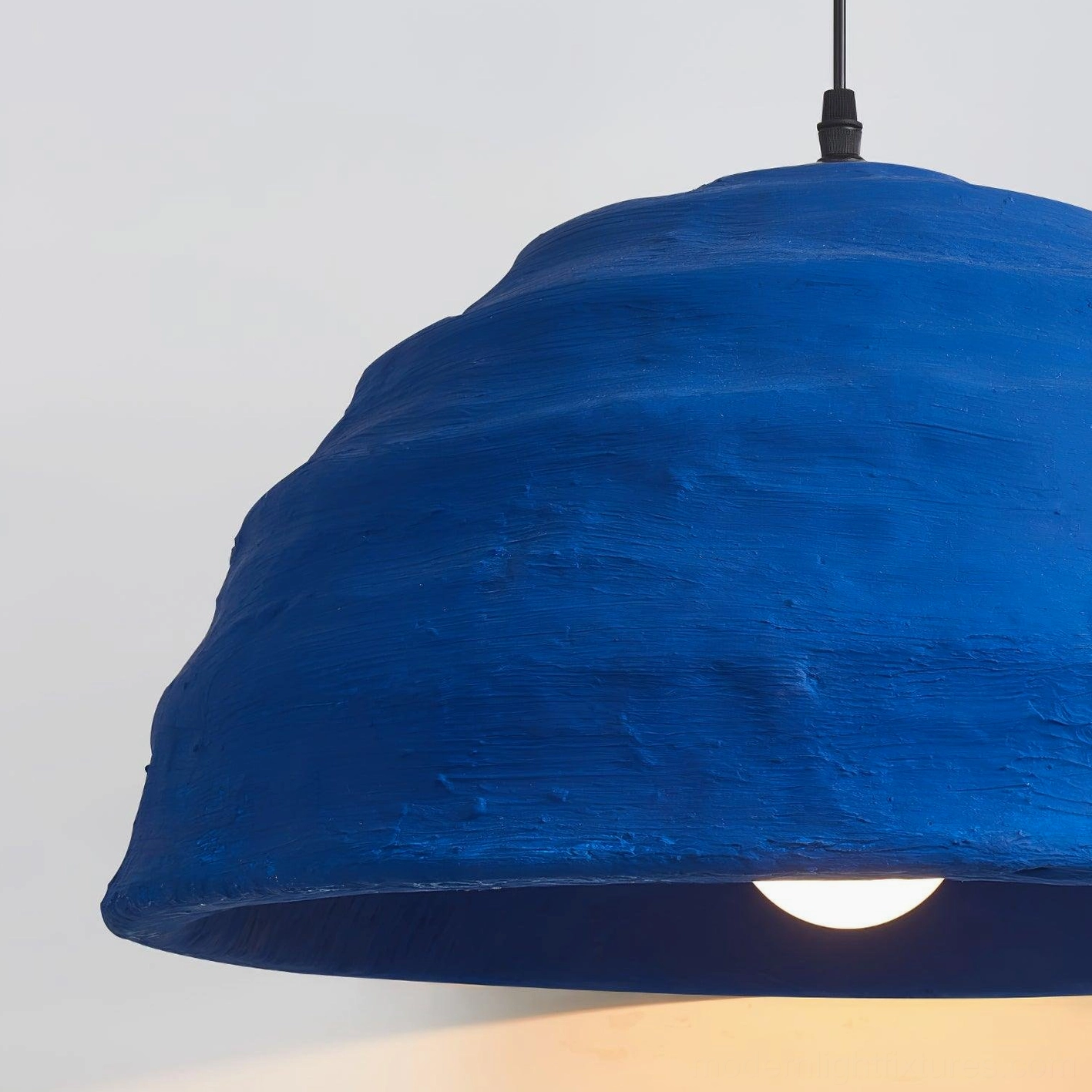 Azure dome pendant light full product view showcasing rounded ribbed shape and blue color finish