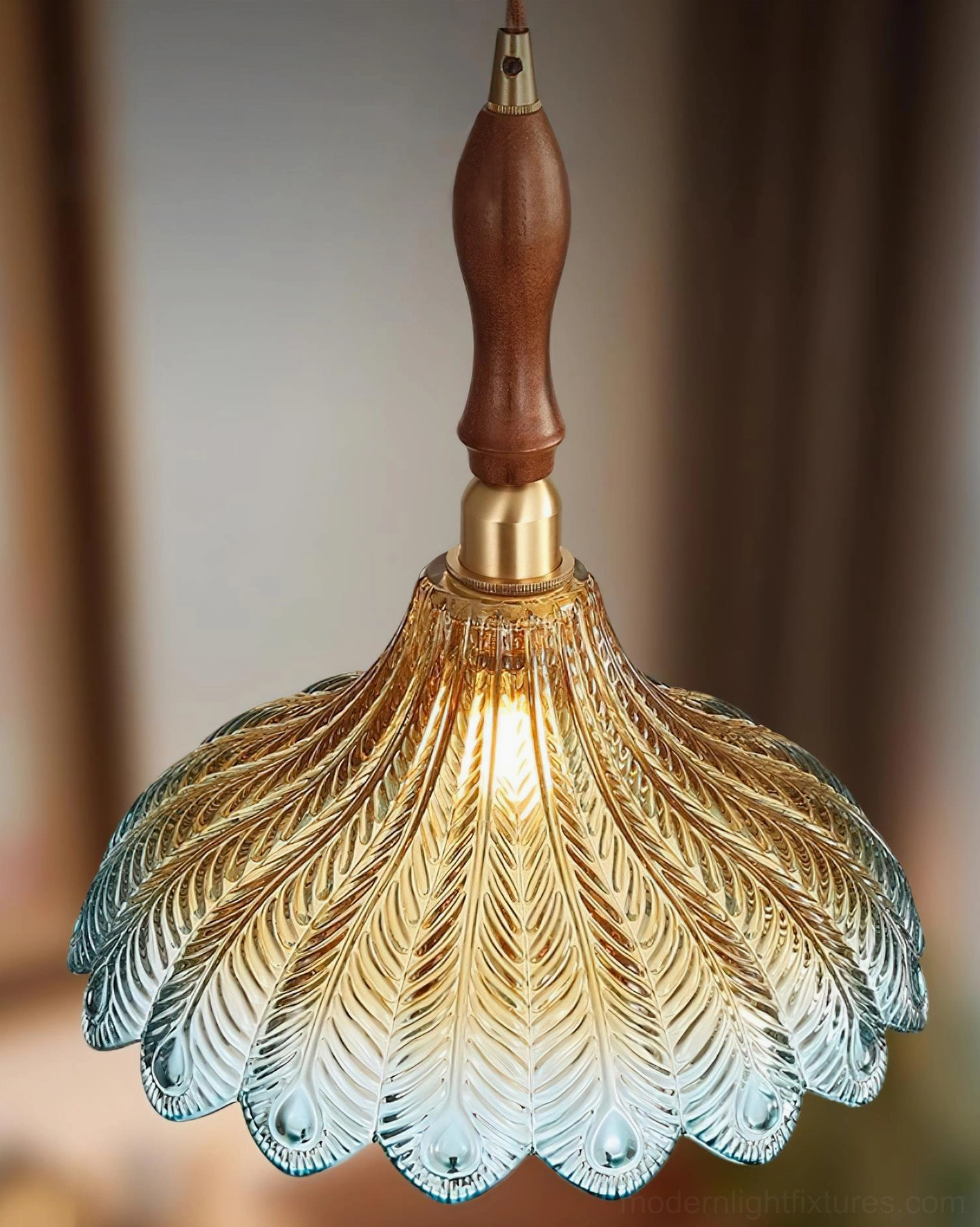 Azure Jewel pendant lamp full installation view with adjustable cord length in dining area setting