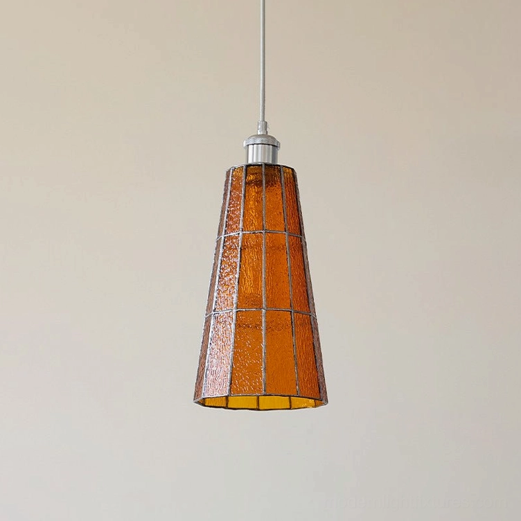 Azurielle amber glass pendant light side angle view in residential interior setting