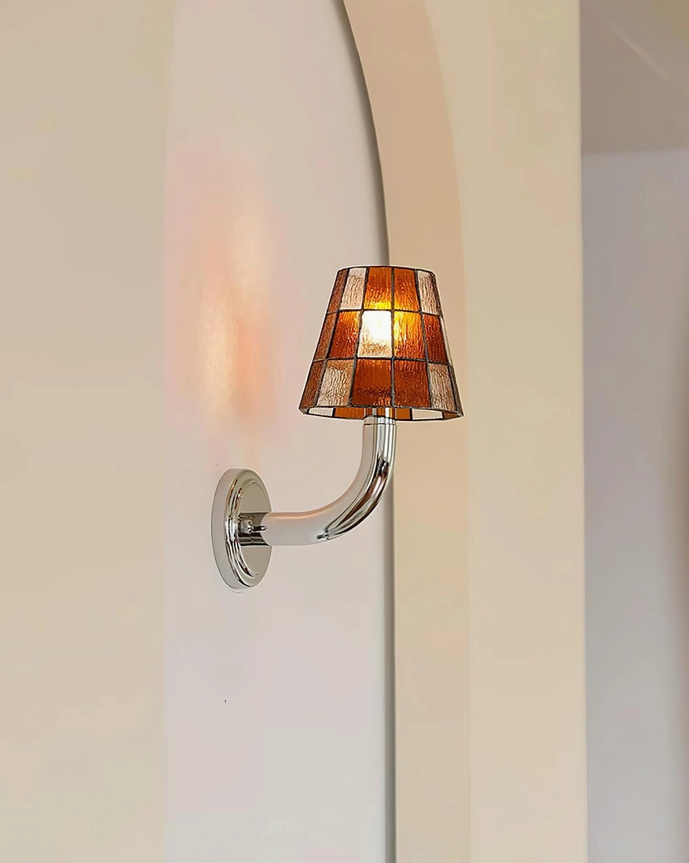 Azurielle modern stained glass wall light fixture with textured glass panels and chrome mounting hardware