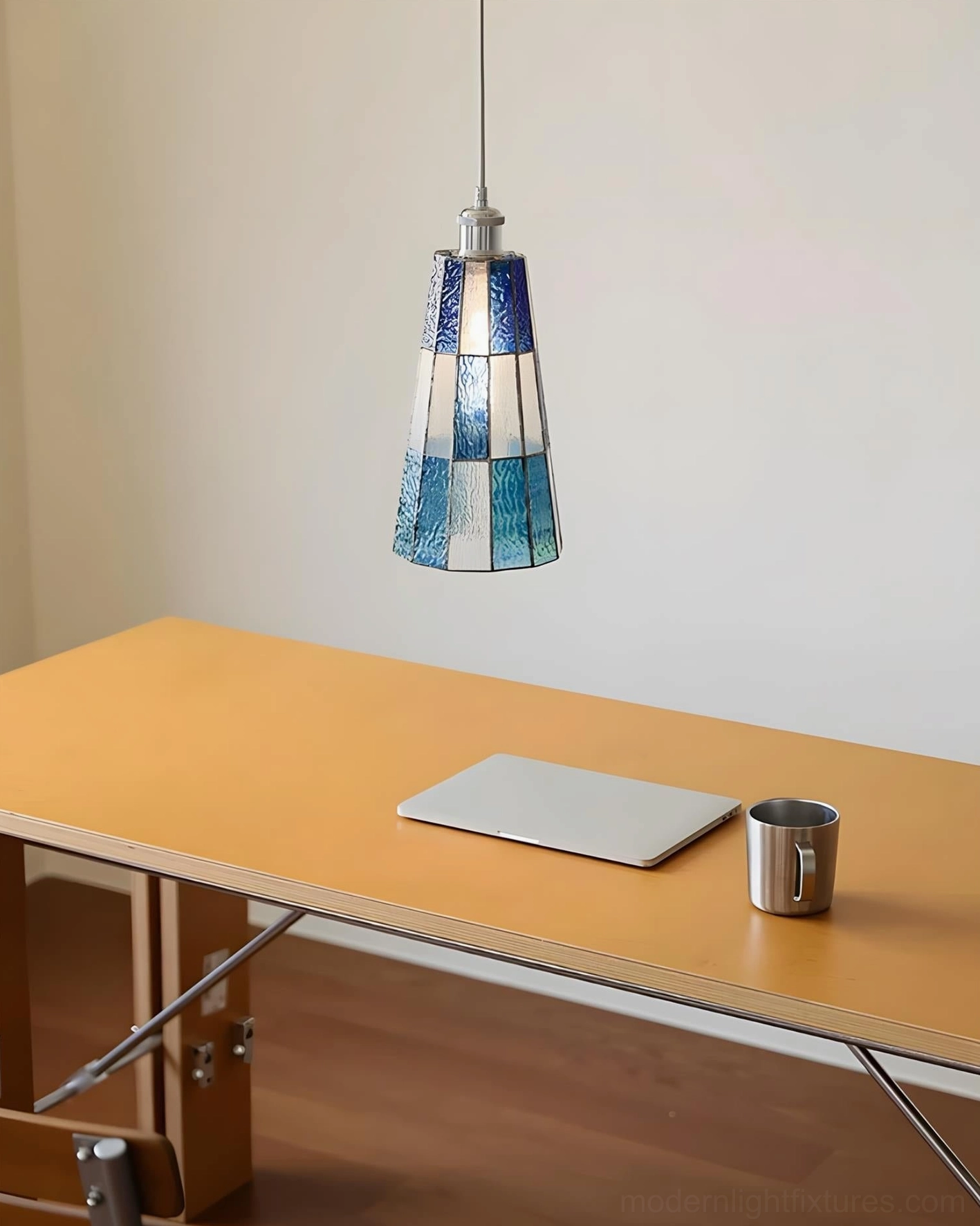 Azurielle modern stained glass pendant fixture specification and dimension reference
