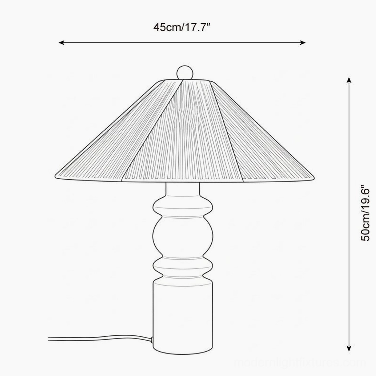 Technical specifications line drawing balance table lamp dimensions 45cm width 50cm height orthographic
