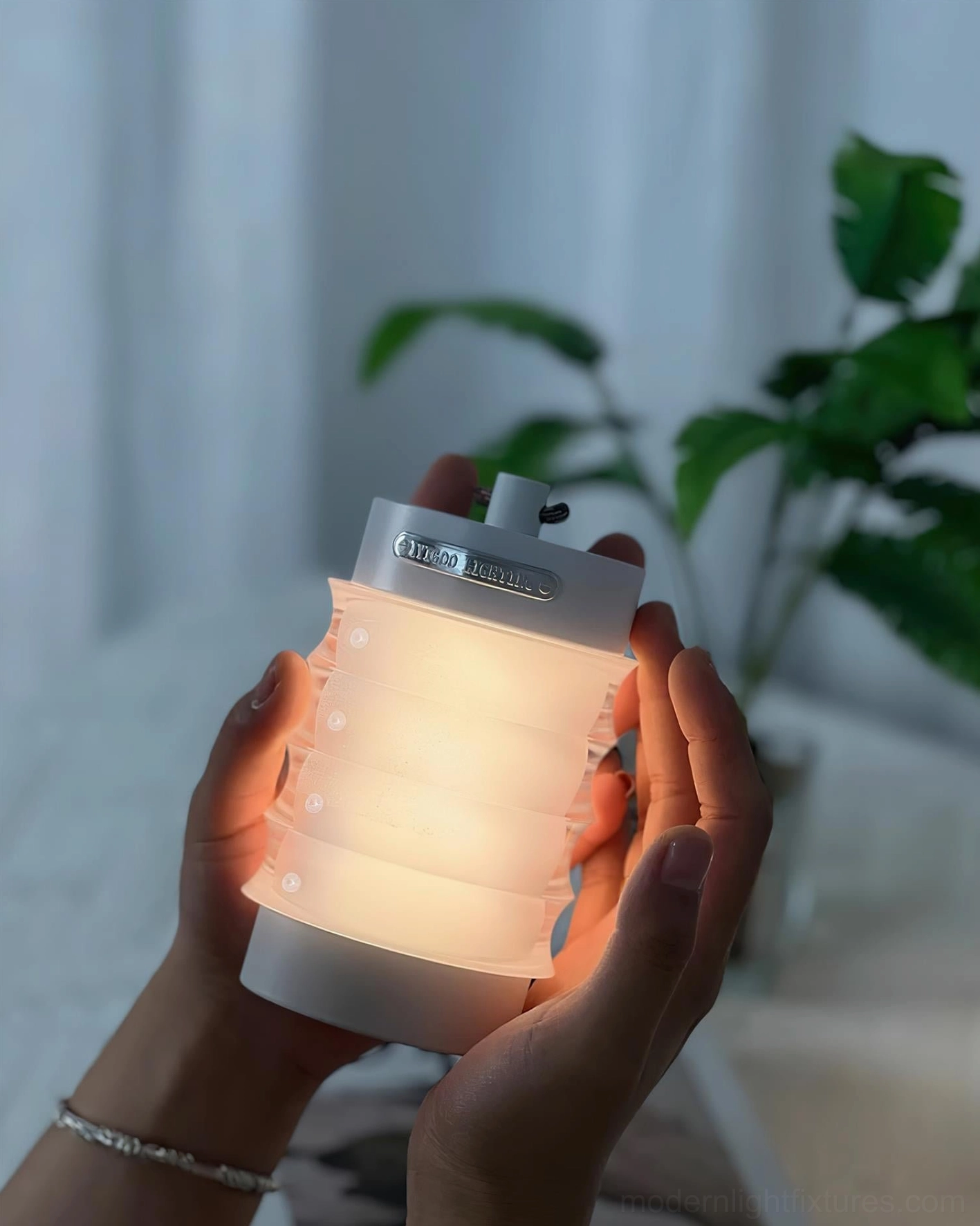 Balia rechargeable LED portable table lamp in neutral finish, ideal for Scandinavian and minimalist interior design styles