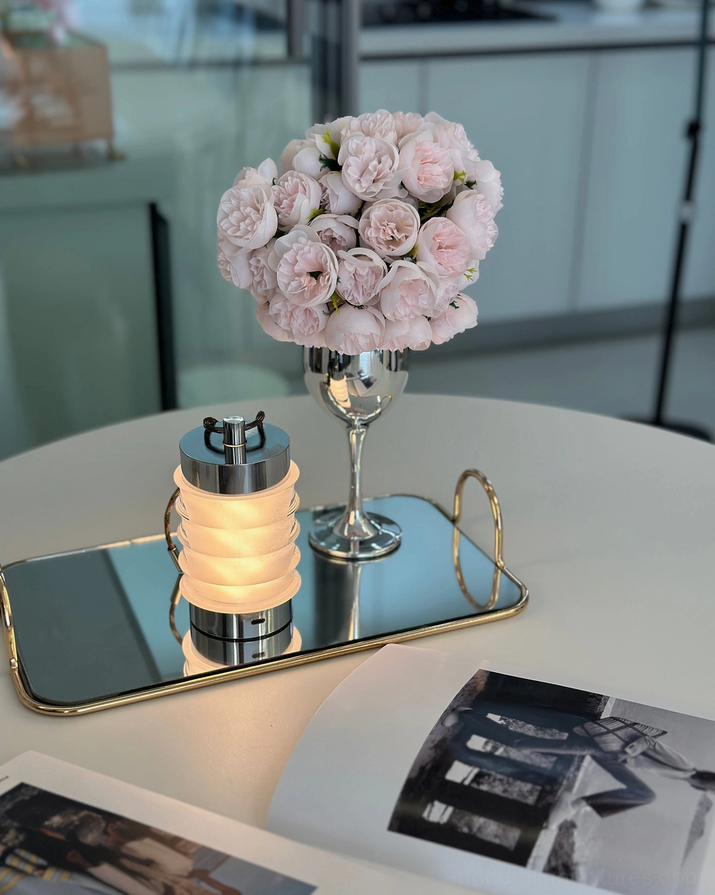 Balia portable ambient table lamp with warm white 3000K color temperature in modern living room design