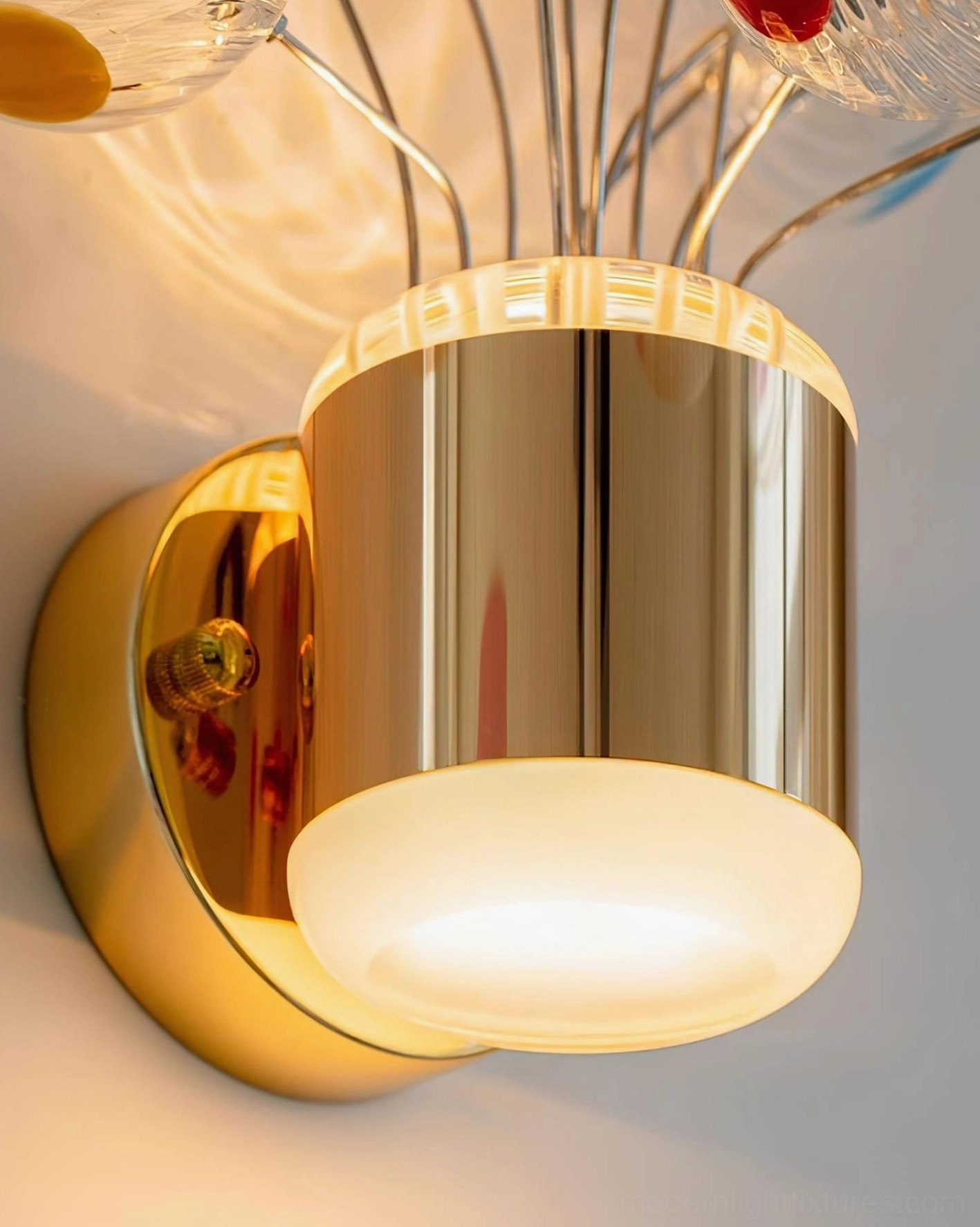 Artistic Balloon Bouquet Wall Sconce modern glass pendant light fixture with polished gold accents and ascending sphere arrangement