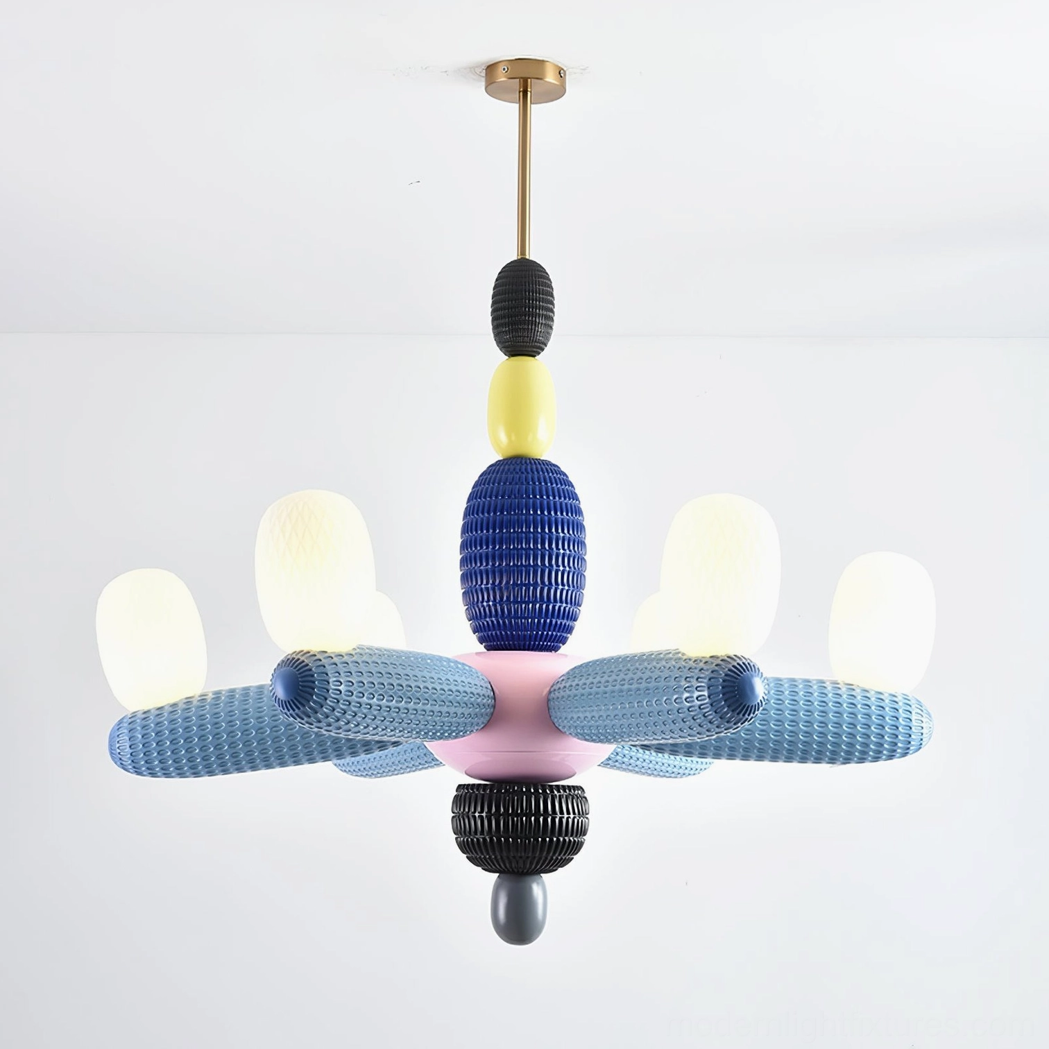 Balloon chandelier blue and colorful glass variant hand-blown modern pendant light
