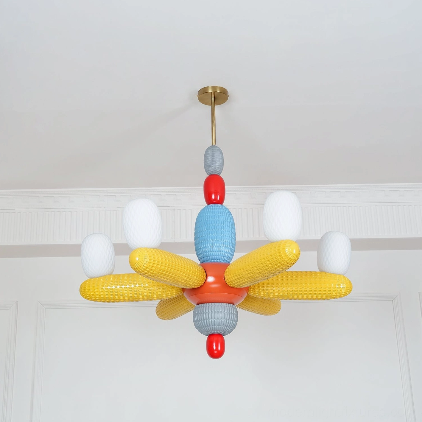Contemporary balloon chandelier artistic pendant with colorful glass modules interior design