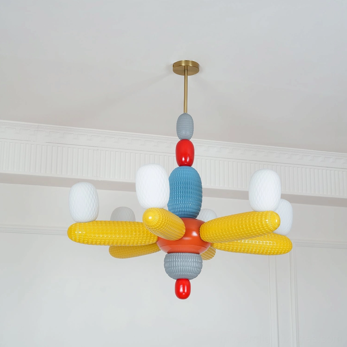 Balloon chandelier modern pendant light fixture with artistic glass and fabric arm details