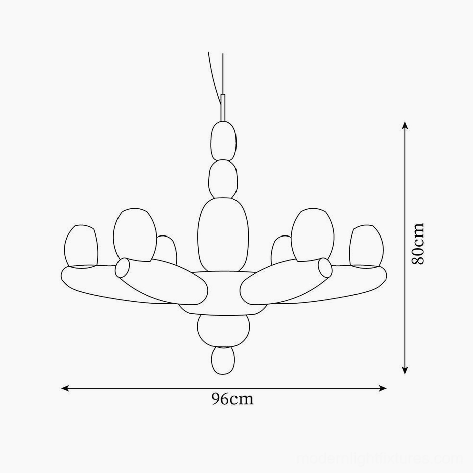 Balloon chandelier technical dimension drawing showing 96cm diameter and 80cm height specifications