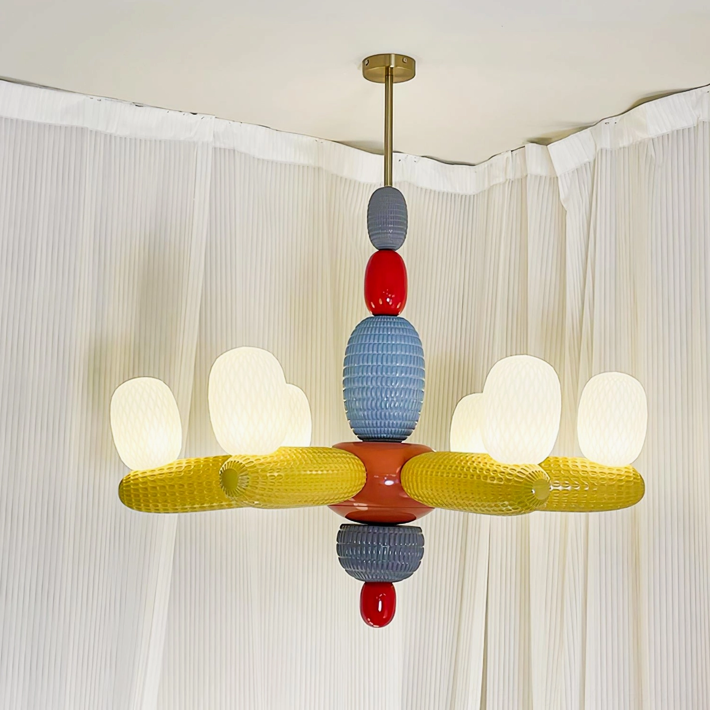 Balloon chandelier yellow and colorful glass variant contemporary artistic pendant light