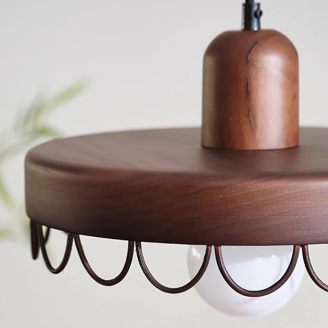 Balton wooden pendant lamp with metal accents shown from multiple angles, contemporary lighting design showcase