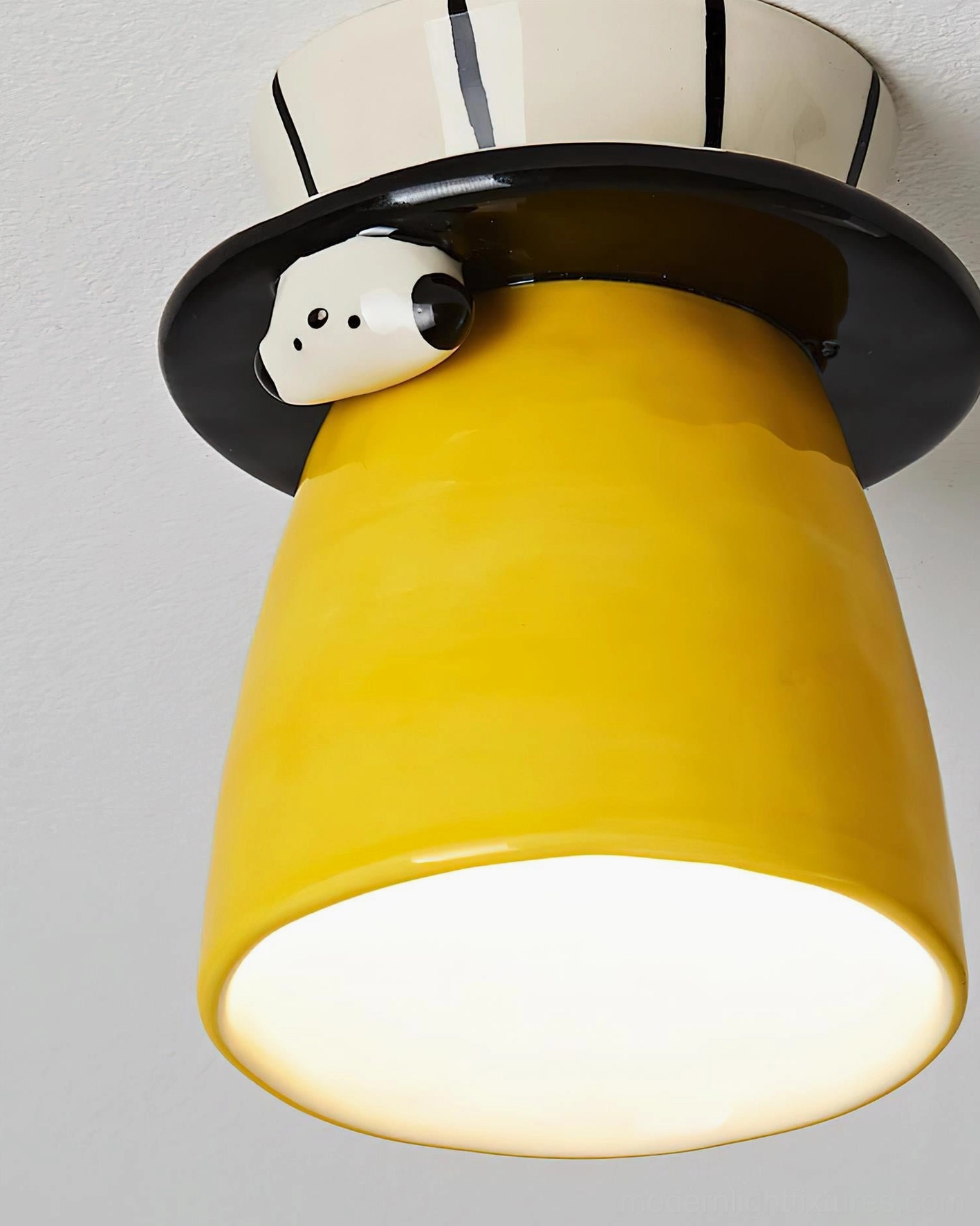 Bambino whimsical ceiling fixture color variant display - artistic handcrafted ceramic light with multiple hue options