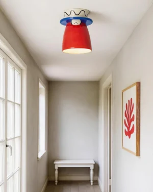 Bambino whimsical ceiling light fixture installed in modern hallway overhead perspective - contemporary interior lighting design