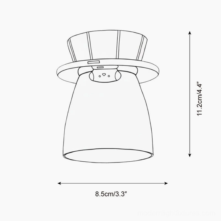 Bambino ceiling light technical specification drawing - handcrafted ceramic fixture dimensions and design blueprint