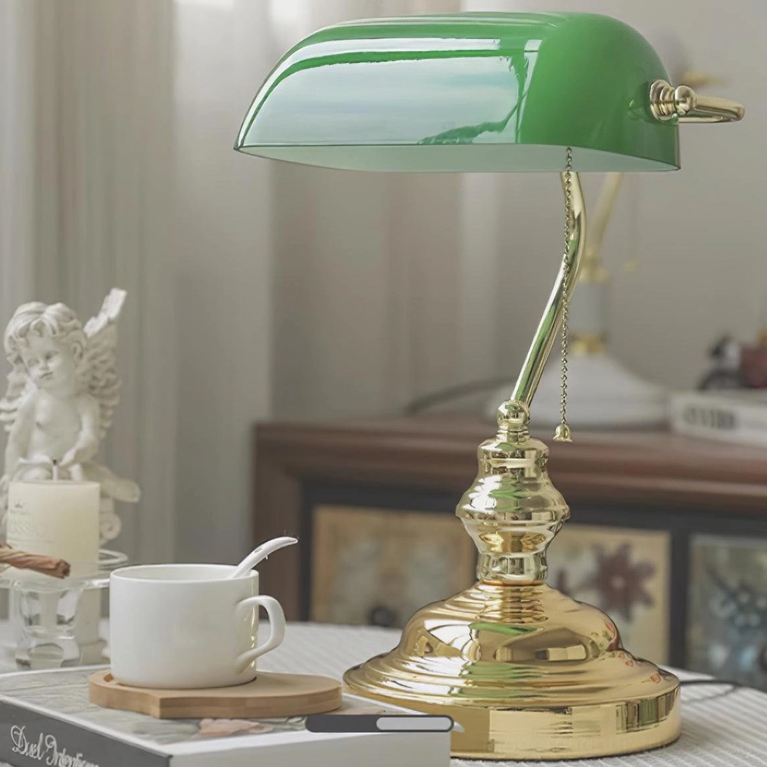 Banker table lamp bedroom side table soft reading light ambient glow