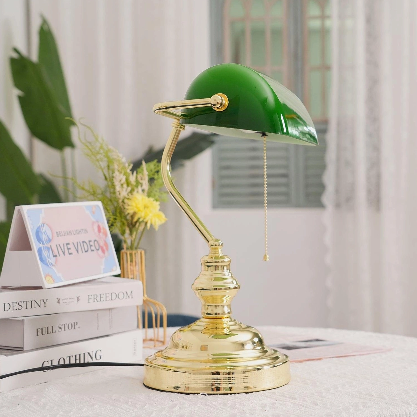 Banker table lamp interior styling home library professional aesthetic