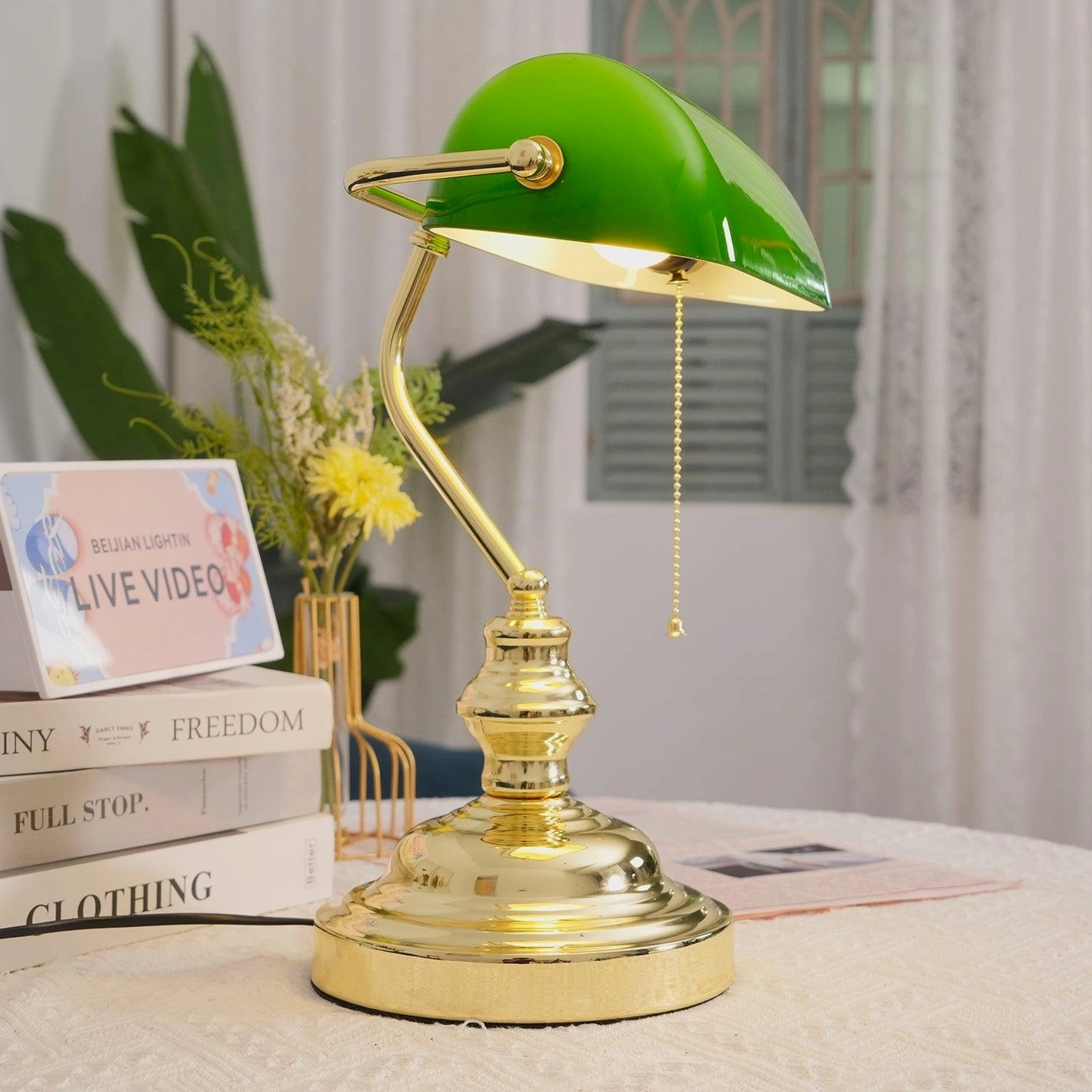 Banker table lamp steady base stability durable metal construction