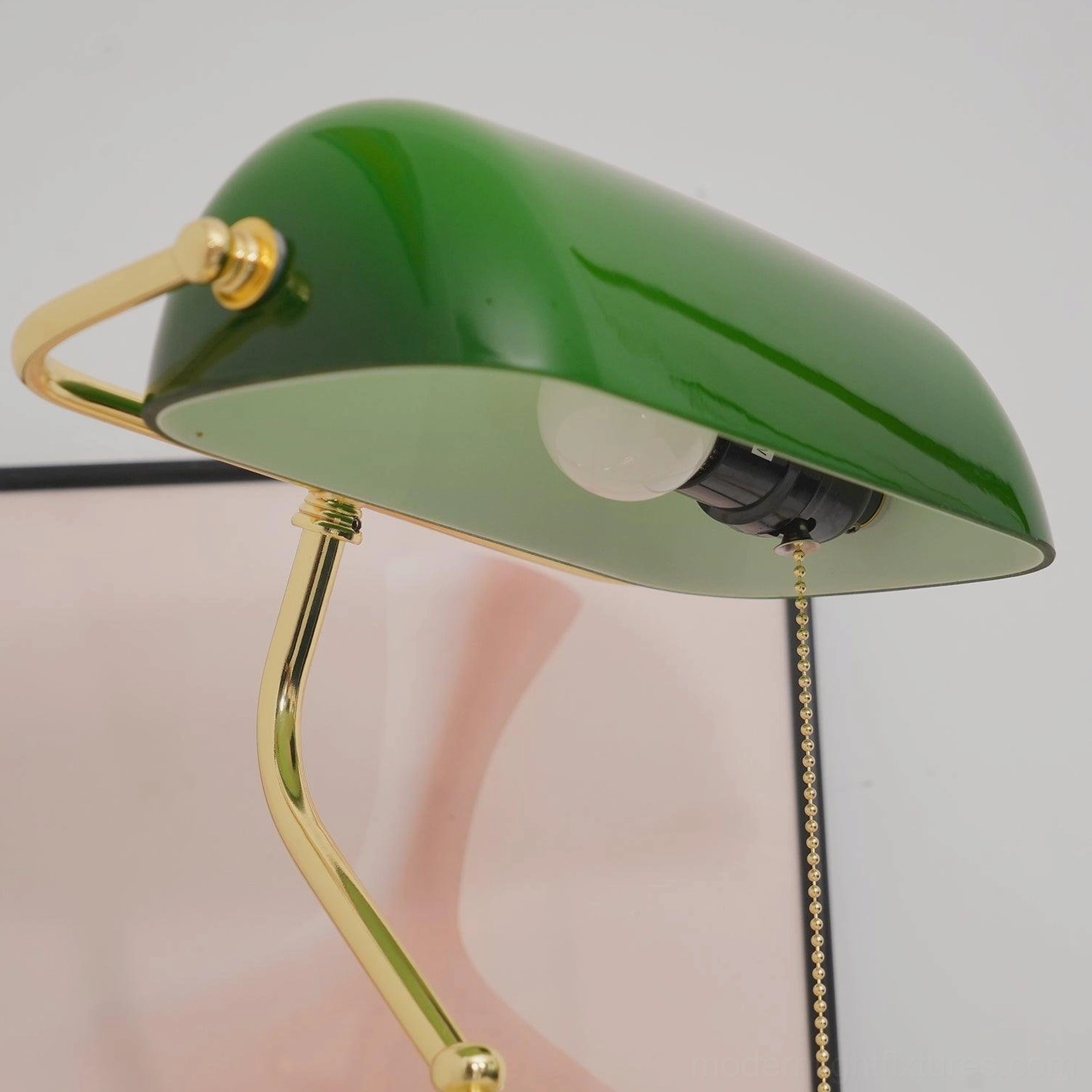 Banker table lamp three quarter view design showcase elegant lines