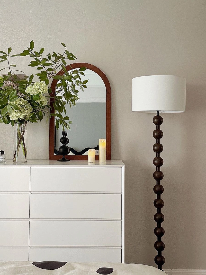 Natural wood barbell floor lamp 40cm base diameter stability