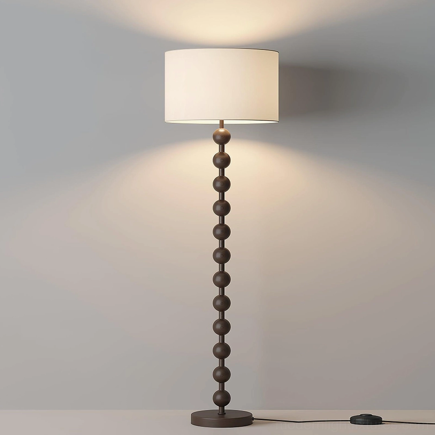 Walnut barbell floor lamp 15.7 inch base diameter proportions