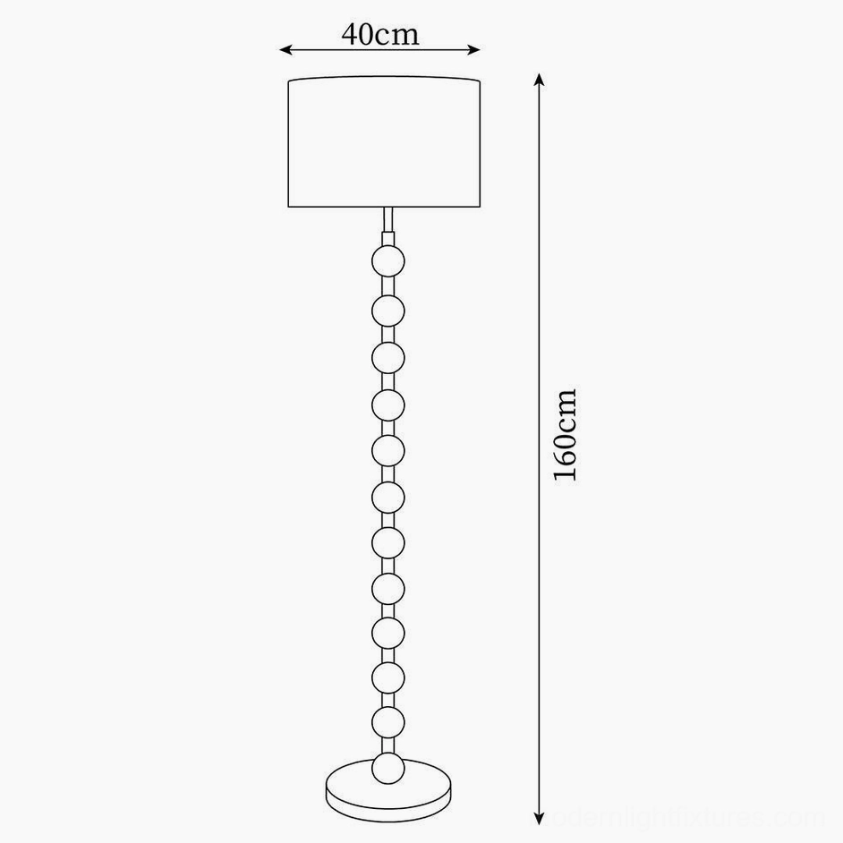 Barbell floor lamp technical specification drawing showing 160cm height and 40cm base diameter
