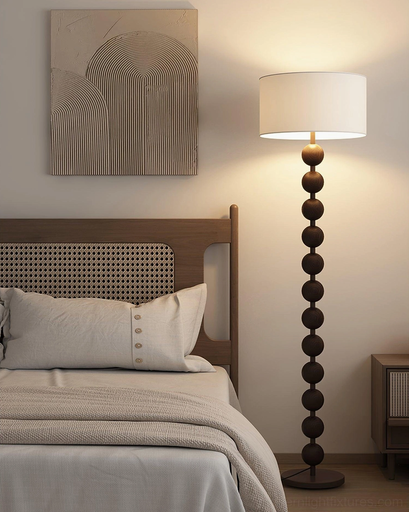 Barbell floor lamp farmhouse modern style with natural materials