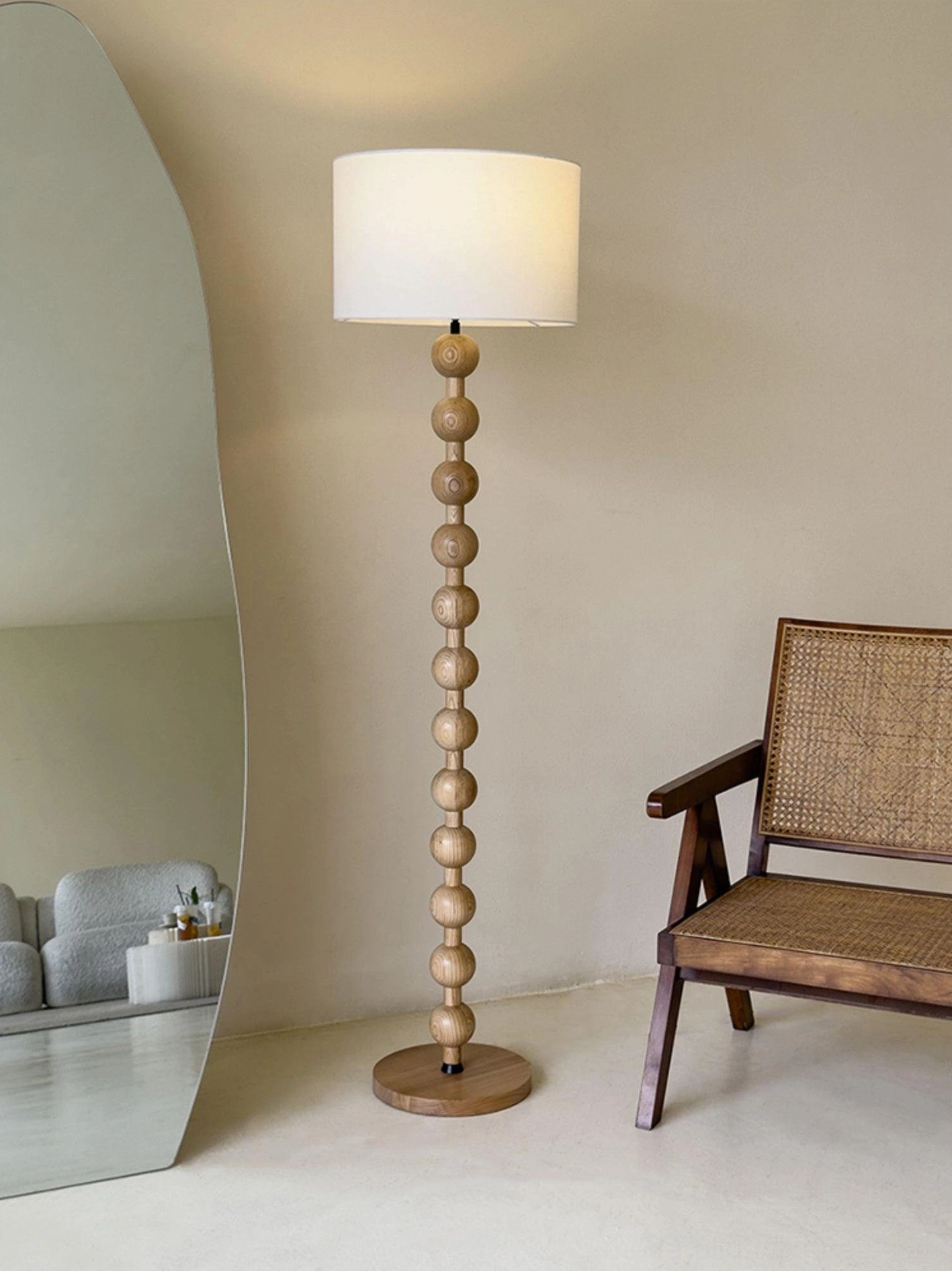 Barbell wooden floor lamp conversational statement piece functional art