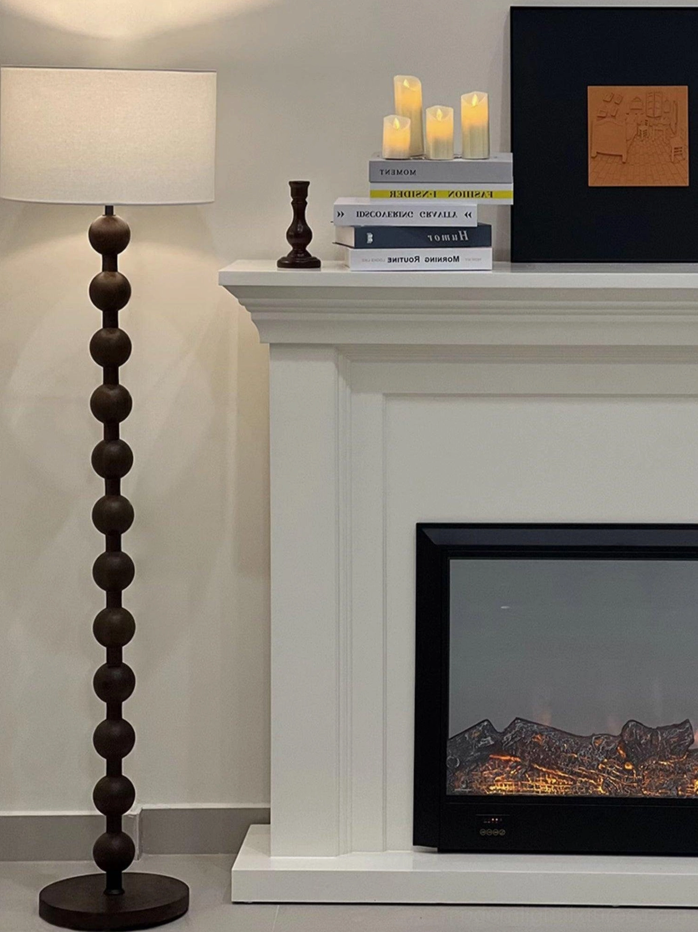 Natural wood barbell floor lamp eco-friendly sustainable materials