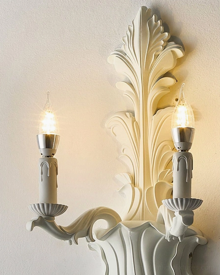 Barocelle baroque carved wall sconce product lifestyle shot in elegant transitional interior setting