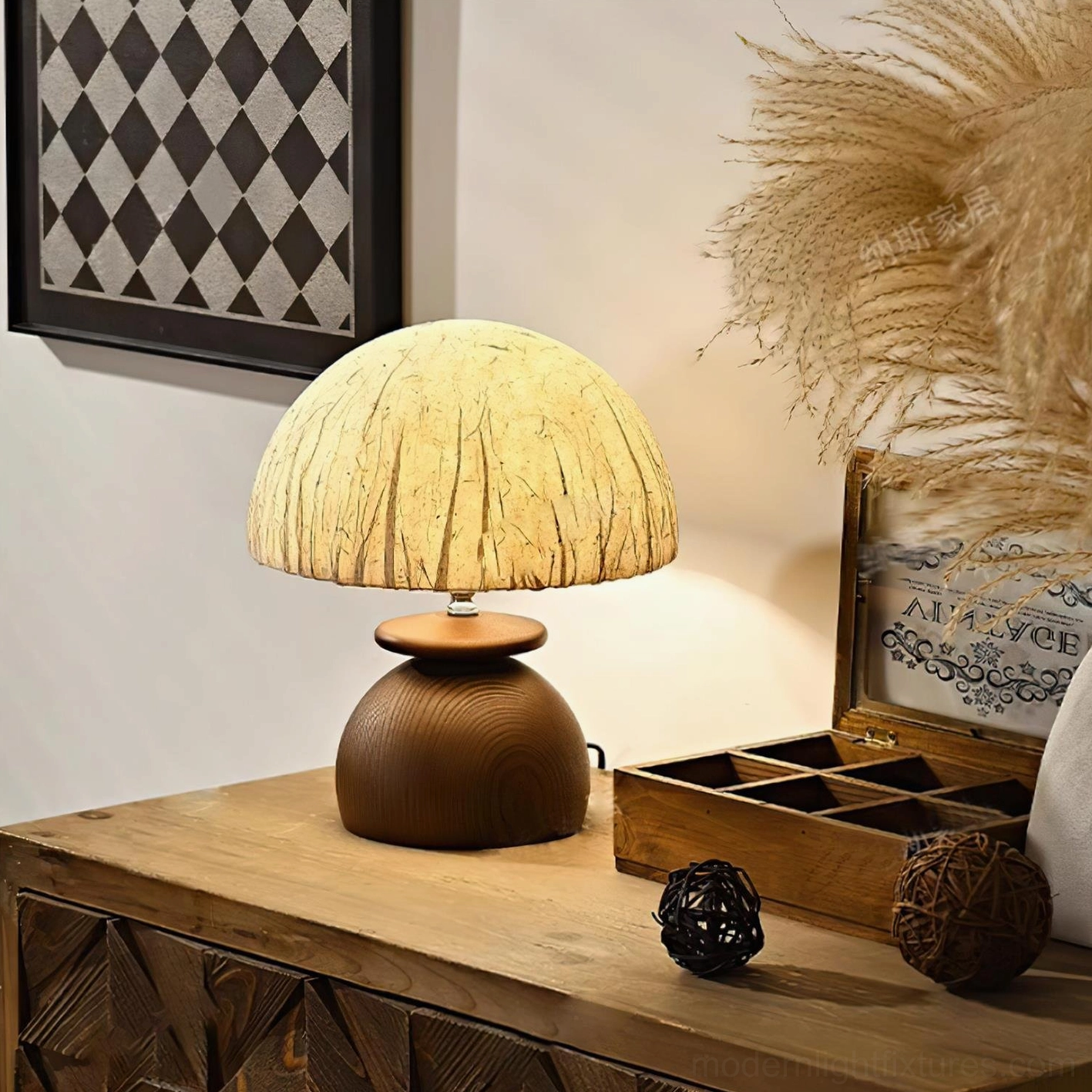 Basira mushroom table lamp full product view highlighting organic shape and minimalist aesthetic