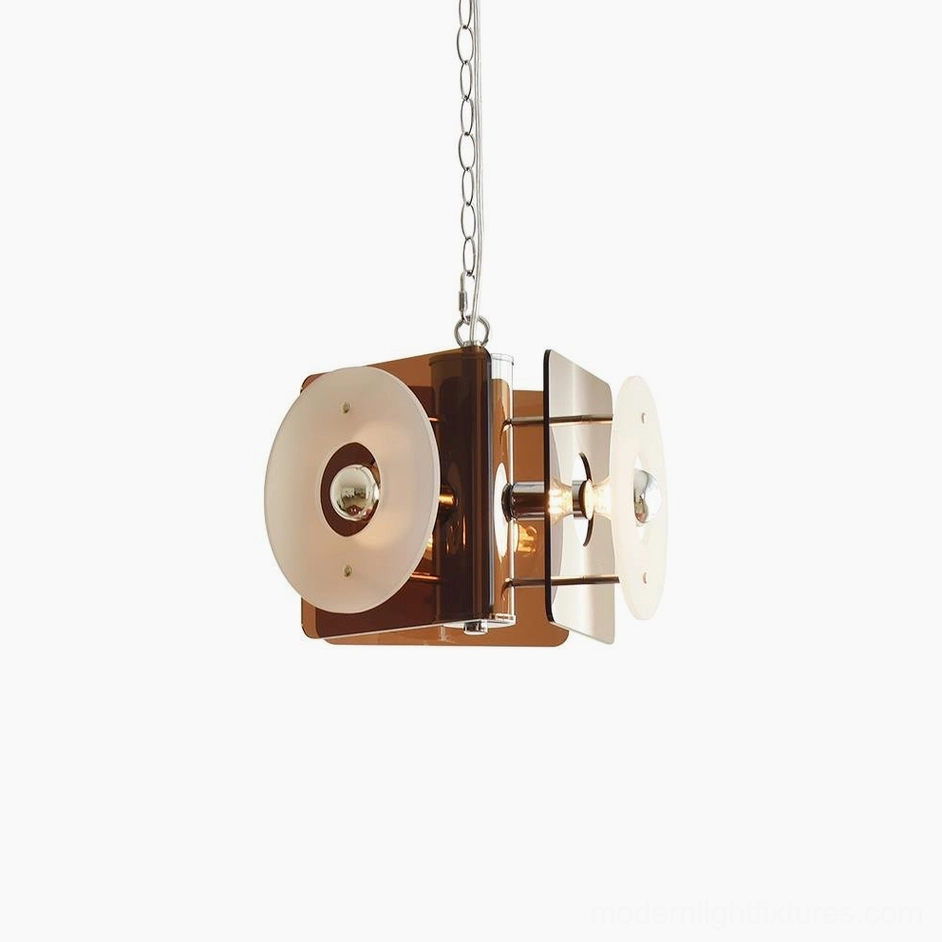 Basira mid-century modern pendant light brown and white acrylic color variant